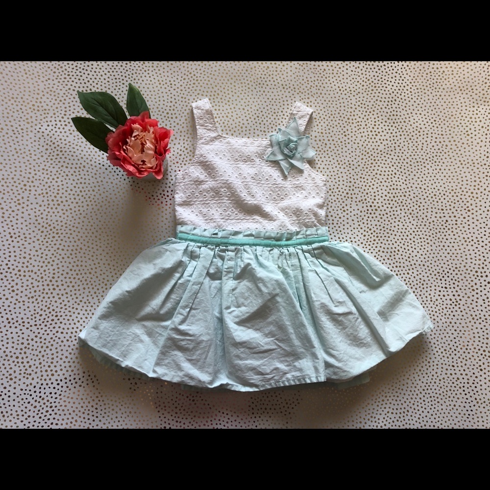 White and turquoise dress